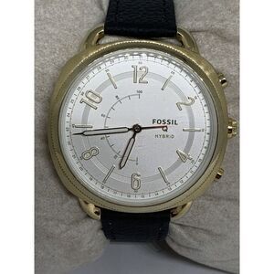 Fossil FTW1201 Women's Black Leather Analog Silver Dial Hybrid Smartwatch JD448